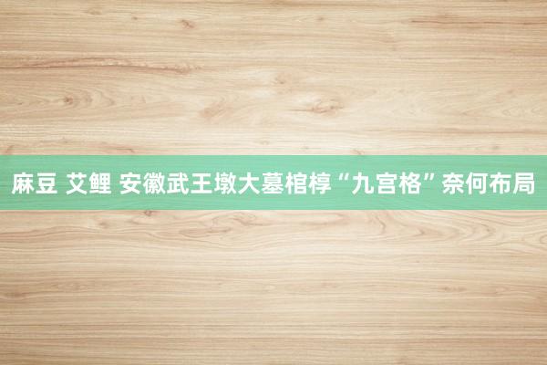 麻豆 艾鲤 安徽武王墩大墓棺椁“九宫格”奈何布局