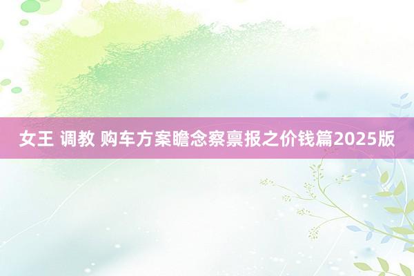 女王 调教 购车方案瞻念察禀报之价钱篇2025版