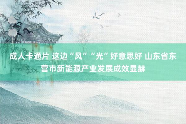 成人卡通片 这边“风”“光”好意思好 山东省东营市新能源产业发展成效显赫