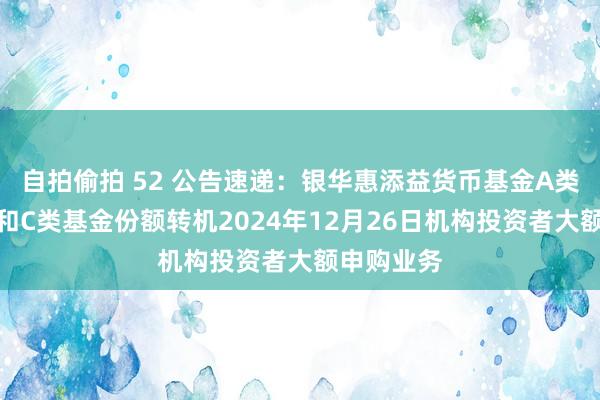自拍偷拍 52 公告速递：银华惠添益货币基金A类基金份额和C类基金份额转机2024年12月26日机构投资者大额申购业务