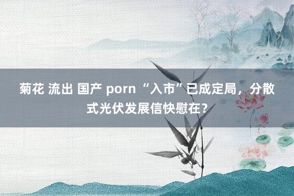 菊花 流出 国产 porn “入市”已成定局，分散式光伏发展信快慰在？