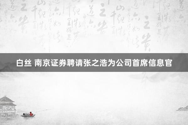 白丝 南京证券聘请张之浩为公司首席信息官