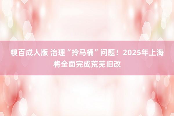 糗百成人版 治理“拎马桶”问题！2025年上海将全面完成荒芜旧改