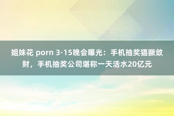 姐妹花 porn 3·15晚会曝光：手机抽奖猖獗敛财，手机抽奖公司堪称一天活水20亿元