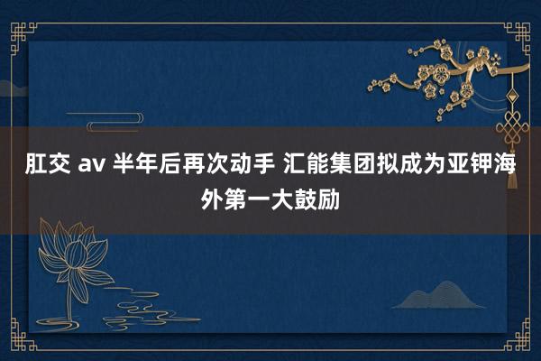 肛交 av 半年后再次动手 汇能集团拟成为亚钾海外第一大鼓励