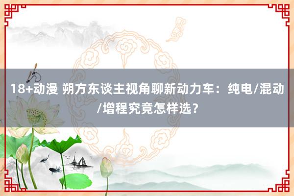 18+动漫 朔方东谈主视角聊新动力车：纯电/混动/增程究竟怎样选？