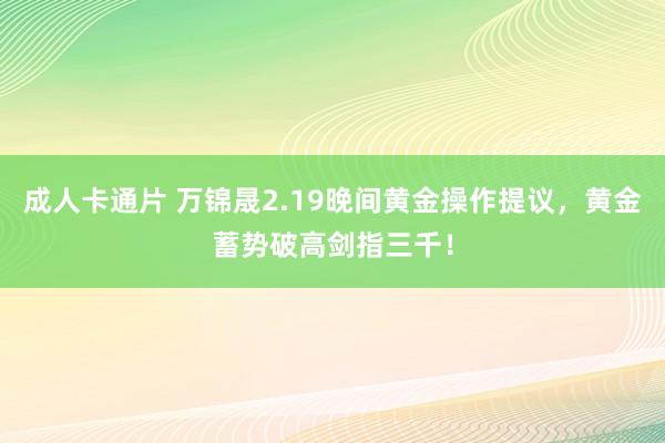 成人卡通片 万锦晟2.19晚间黄金操作提议，黄金蓄势破高剑指三千！
