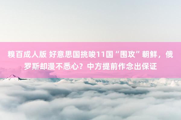 糗百成人版 好意思国挑唆11国“围攻”朝鲜，俄罗斯却漫不悉心？中方提前作念出保证