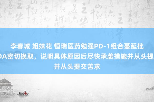 李春城 姐妹花 恒瑞医药勉强PD-1组合蔓延批准与FDA密切换取，说明具体原因后尽快承袭措施并从头提交苦求