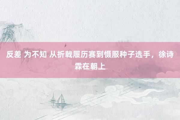 反差 为不知 从折戟履历赛到慑服种子选手，徐诗霖在朝上