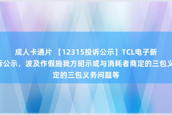 成人卡通片 【12315投诉公示】TCL电子新增2件投诉公示，波及作假施我方昭示或与消耗者商定的三包义务问题等