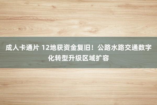 成人卡通片 12地获资金复旧！公路水路交通数字化转型升级区域扩容
