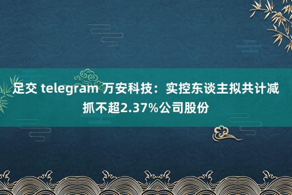 足交 telegram 万安科技：实控东谈主拟共计减抓不超2.37%公司股份