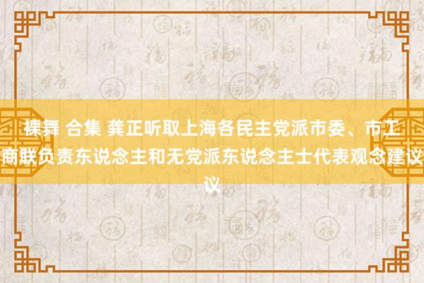 裸舞 合集 龚正听取上海各民主党派市委、市工商联负责东说念主和无党派东说念主士代表观念建议