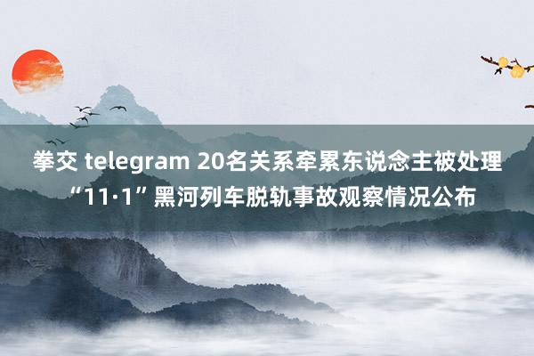 拳交 telegram 20名关系牵累东说念主被处理 “11·1”黑河列车脱轨事故观察情况公布
