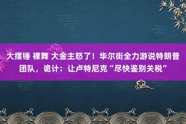 大摆锤 裸舞 大金主怒了！华尔街全力游说特朗普团队，诡计：让卢特尼克“尽快鉴别关税”