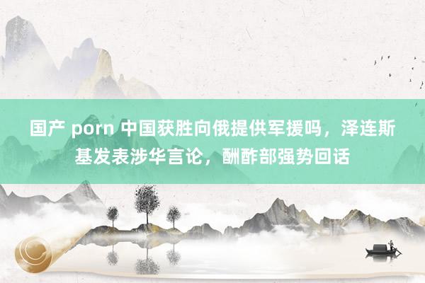 国产 porn 中国获胜向俄提供军援吗，泽连斯基发表涉华言论，酬酢部强势回话
