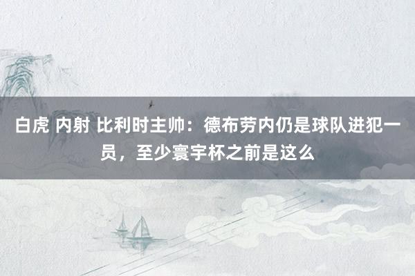 白虎 内射 比利时主帅：德布劳内仍是球队进犯一员，至少寰宇杯之前是这么